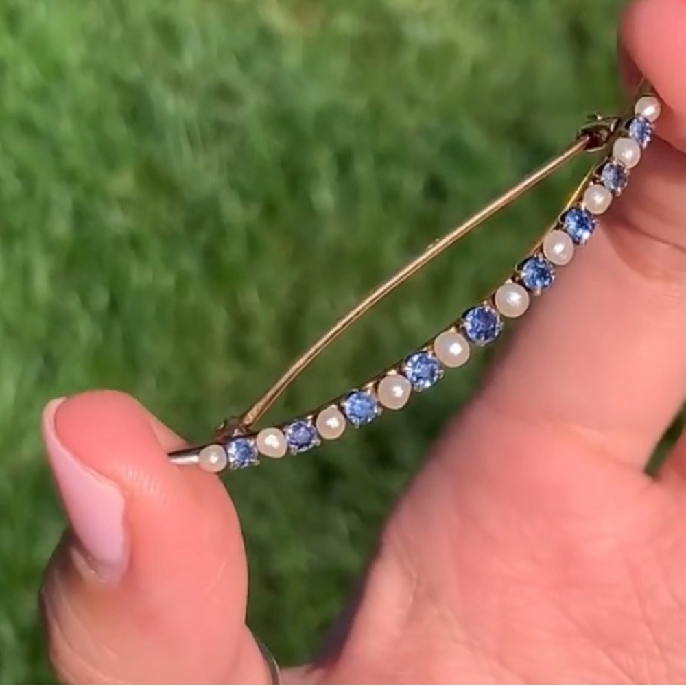 Vintage 1920's Pendant - 14K Gold, Sapphires and Pearls - Commissioned Piece - Picture 12 of 12